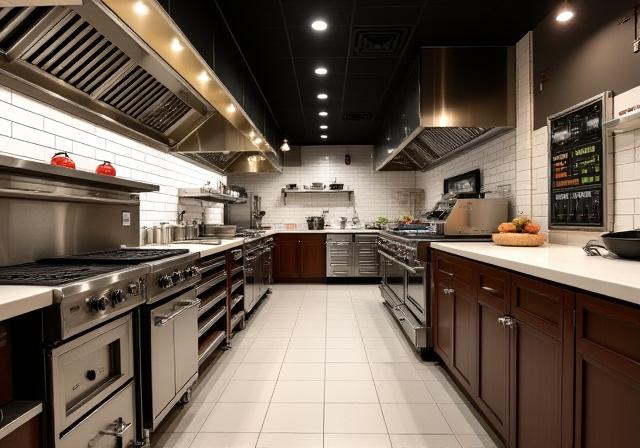 Zenith Grillworksの製品で完全に装備された、高級レストランのオープンキッチン。